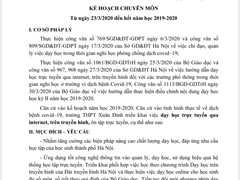 Kế hoạch chuyên môn từ 23/3/2020 đến hết năm học
