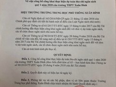 Công Khai Dự Toán Ngân Sách Quý 1 năm 2020