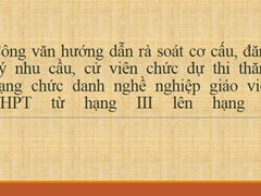 Công văn hướng dẫn rà soát cơ cấu, đăng ký nhu cầu, cử viên chức dự thi thăng hạng chức danh nghề nghiệp giáo viên THPT từ hạng III lên hạng II