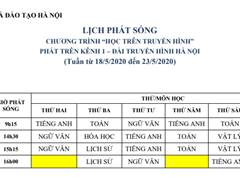 Lịch phát sóng Chương trình "Học Trên Truyền Hình" tuần từ 18/5 đến 23/5/2020