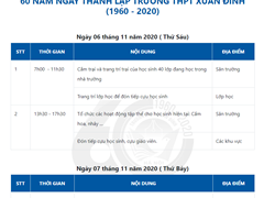 Dự Kiến Chương Trình Lễ Kỷ Niệm  60 Năm Ngày Thành Lập Trường