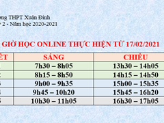 Lịch Học Online Từ Ngày 17/02/2021
