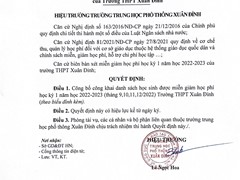 Công khai miễn giảm học phí học kì I năm học 2022-2023