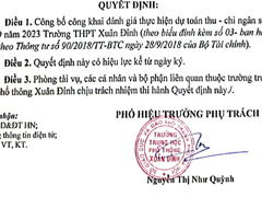 CÔNG KHAI CAM KẾT CHẤT LƯỢNG GIÁO DỤC NĂM HỌC 2023-2024, DỰ TOÁN THU CHI NGÂN SÁCH THÁNG 9 NĂM 2023