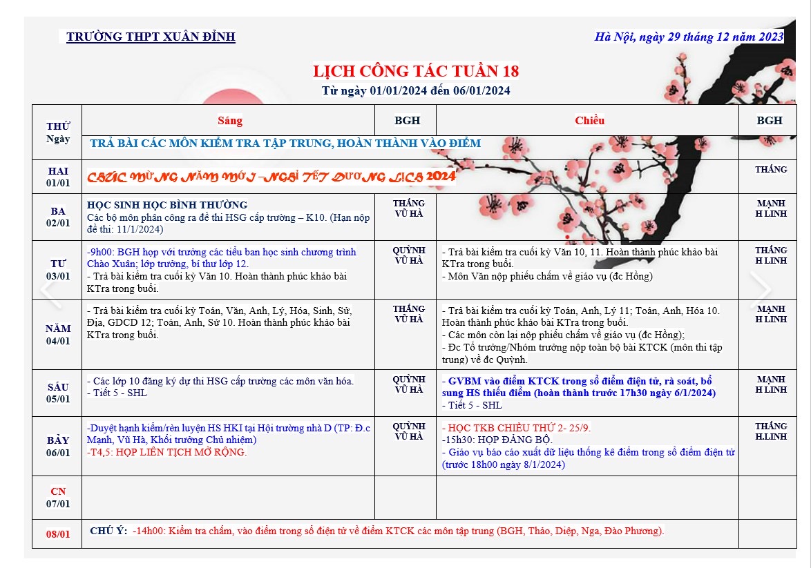 18. Lich Tuan 18 1 6.1.2024