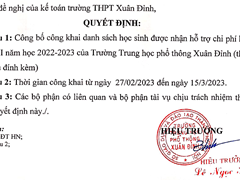 Công Bố Công Khai Hỗ Trợ Chi Phí Học Tập Học Kì II Năm Học 2022-2023
