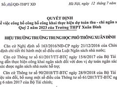 CÔNG KHAI CHẤT LƯỢNG GIÁO DỤC THỰC TẾ NĂM HỌC 2022-2023, CƠ SỞ VẬT CHẤT, ĐỘI NGŨ NĂM HỌC 2023-2024, DỰ TOÁN THU CHI NGÂN SÁCH QUÝ 2 NĂM 2023