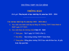 Thông báo thời gian tập trung khối 10 - K64