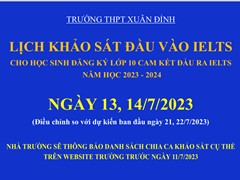 Thông báo điều chỉnh lịch khảo sát đầu vào IELTS