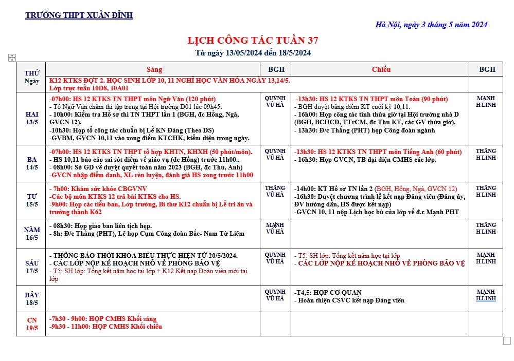 37. Lich Tuan 37 13 18.5.2024