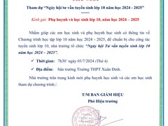 Thư mời tham dự "Ngày hội tư vấn tuyển sinh lớp 10 năm học 2024-2025"