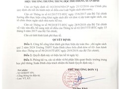 Công bố công khai thực hiện dự toán thu-chi ngân sách Quý 2 năm 2024 của trường THPT Xuân Đỉnh