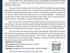 Thư Ngỏ – Kêu Gọi Ủng Hộ Chương Trình Kỷ Niệm 65 Năm Thành Lập Trường THPT Xuân Đỉnh (1960 – 2025)
