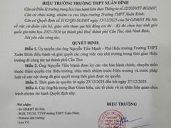 Quyết Định Về Việc Ủy Quyền Điều Hành Công Việc Của Trường THPT Xuân Đỉnh