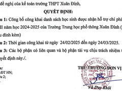 Công khai hỗ trợ chi phí học tập HK II năm học 2024-2025
