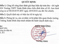 Công khai thực hiện dự toán thu - chi ngân sách năm 2024
