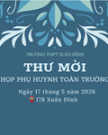 Thư Mời Họp Phụ Huynh Toàn Trường: "Tổng Kết Năm Học 2025-2026"