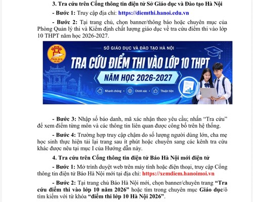 Hướng Dẫn Tra Cứu Điểm Thi Vào Lớp 10 THPT Năm Học 2026-2027
